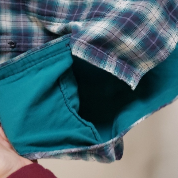 Pendleton flannel plaid teal purple button down shirt, women's size small - Picture 8 of 9